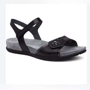 Dansko Blythe Leather Black Strappy Slide-back Sandals Shoes 11.5